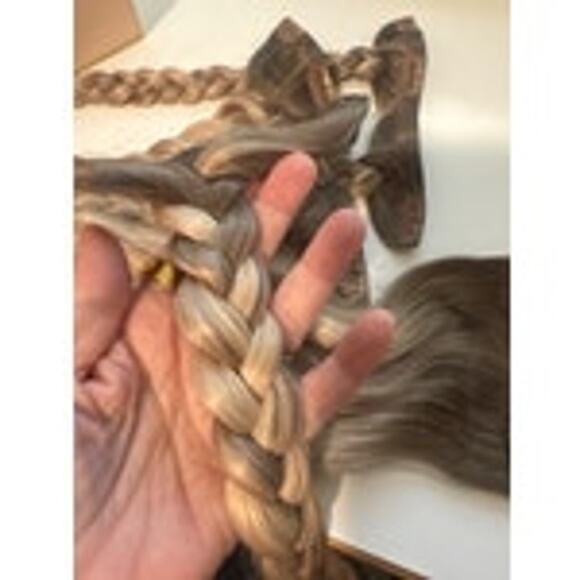 BELLAMI Silk Seam 20” 180g Pearl Blonde Highlight Clip In Hair Extension Beachy - Picture 11 of 14